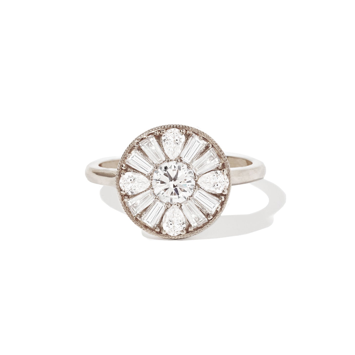 0.4 CT Round Shape Halo Setting Lab Grown Engagement Ring