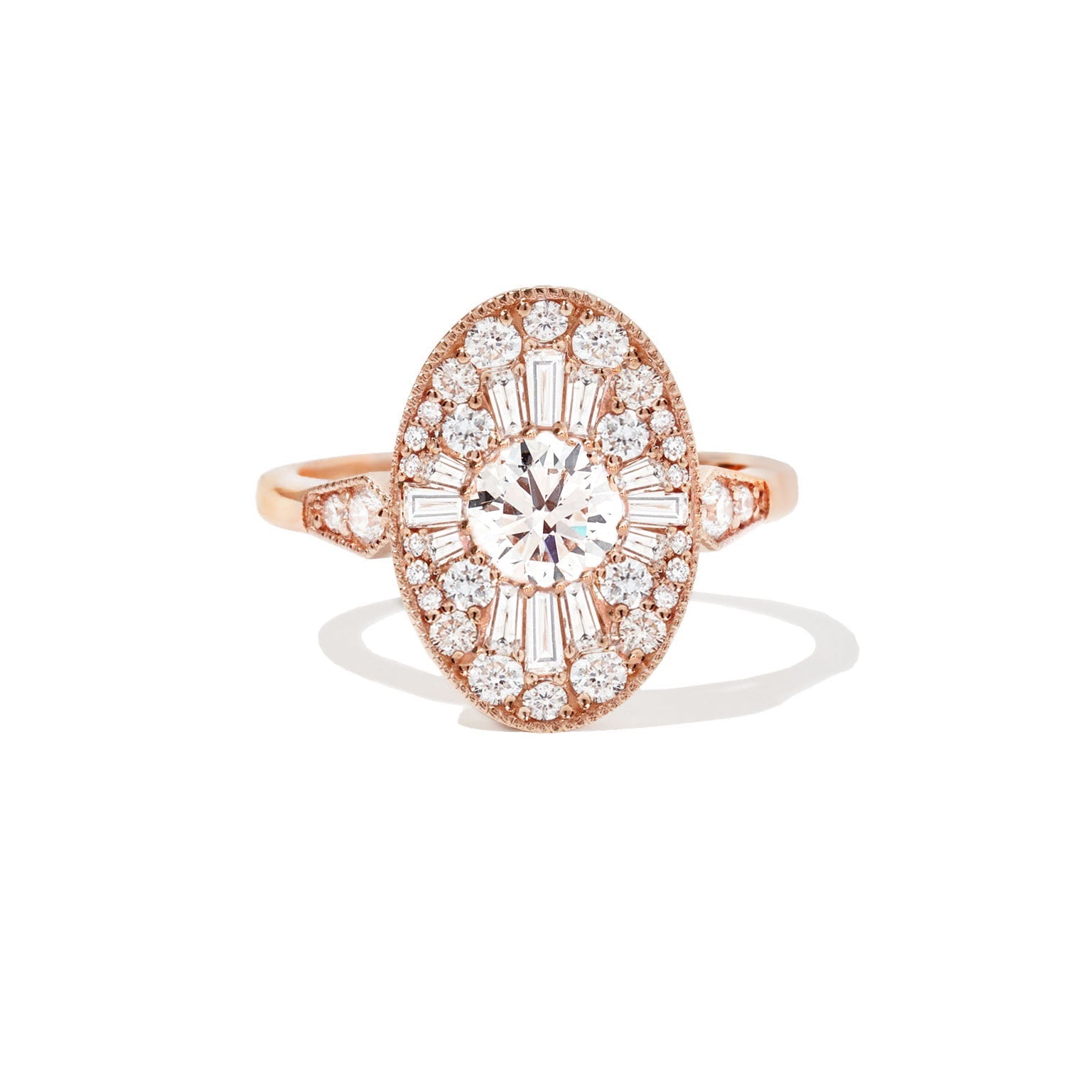 1.0 CT Round Shape Ballerina Lab Grown Engagement Ring