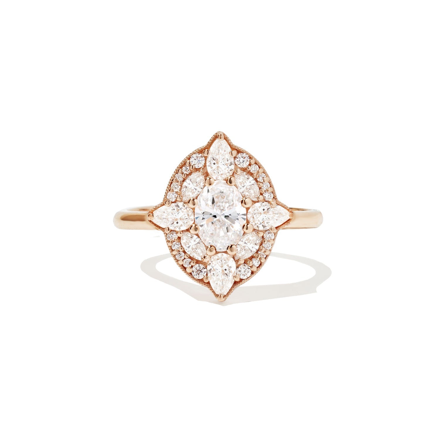 0.75 CT Oval Shape Floral Lab Grown Engagement Ring