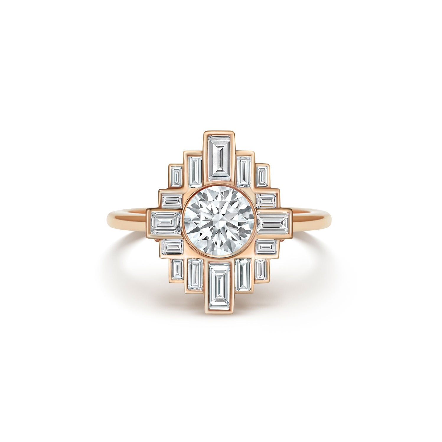 0.85 CT Round Shape Lab Grown Art Deco Setting Engagement Ring