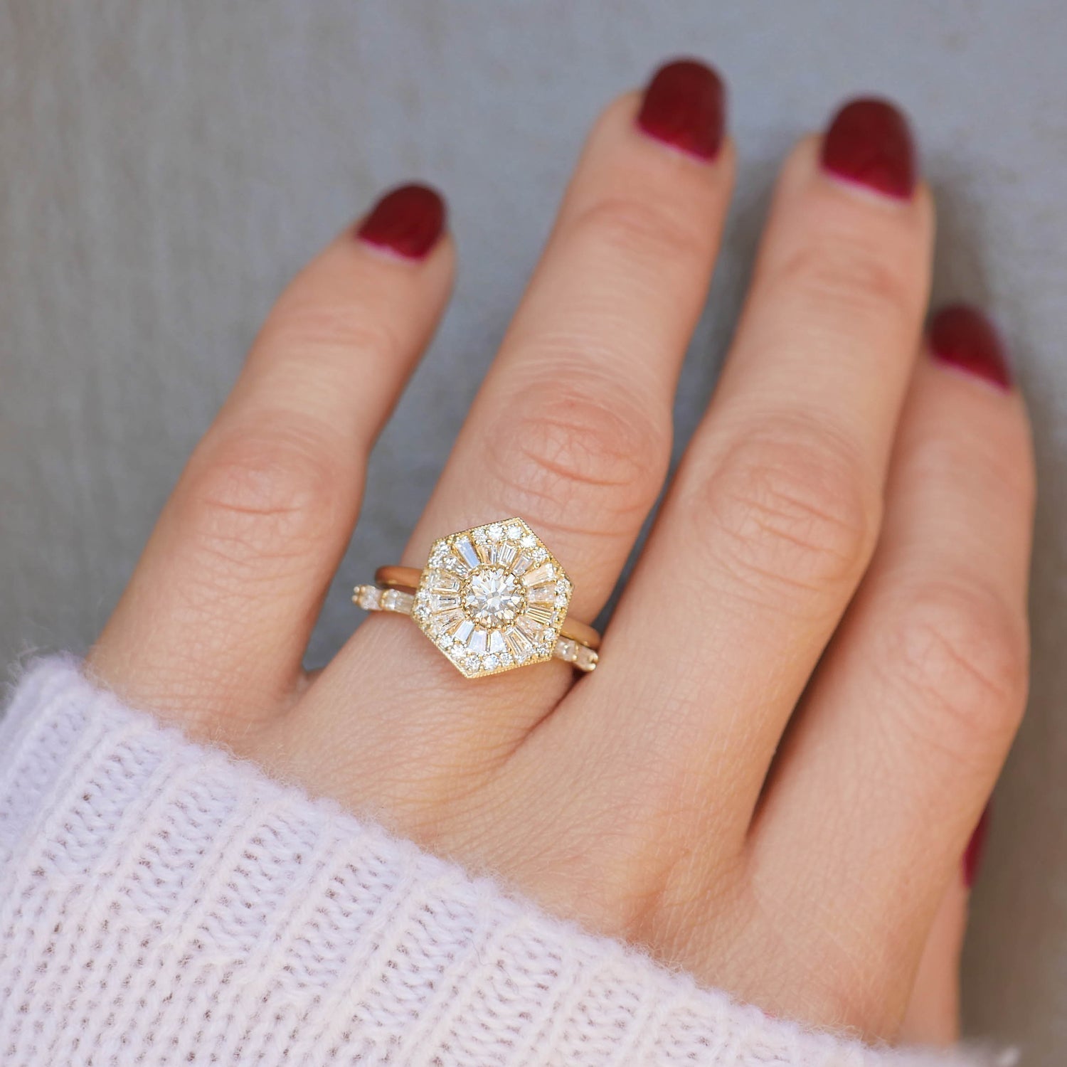 0.45 CT Round Shape Ballerina Lab Grown Engagement Ring