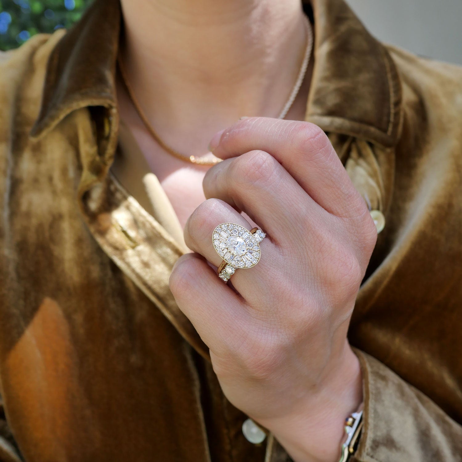 0.70 CT Oval cut Lab Grown Ballerina Setting Engagement Ring