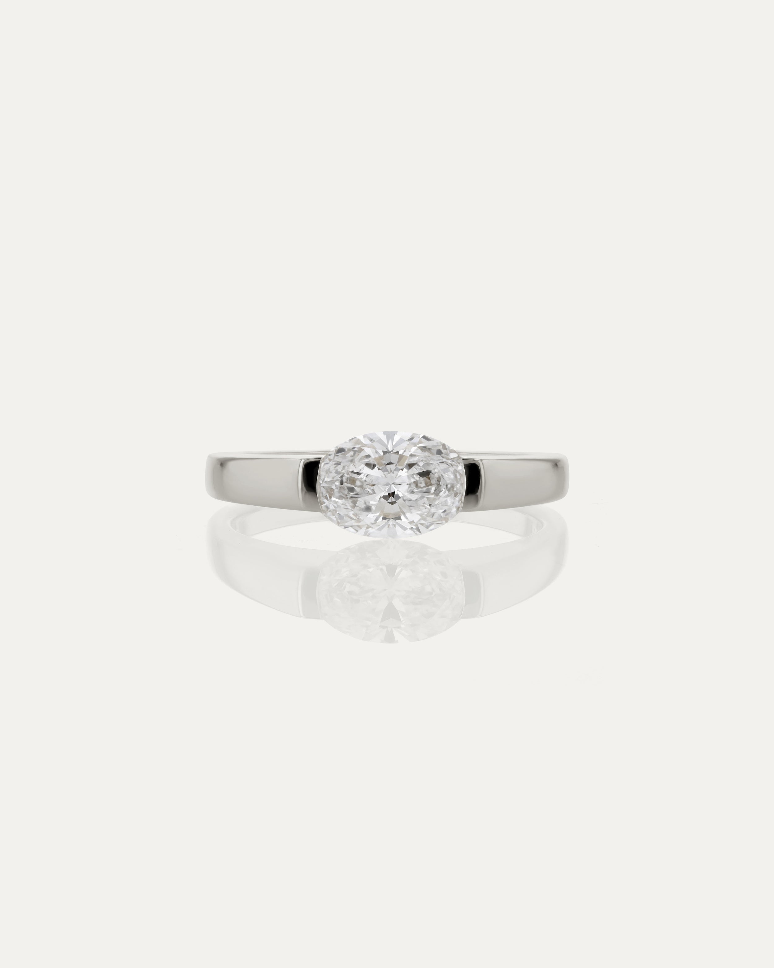 1.0 CT Oval CVD Diamond Unique Style Engagement Ring