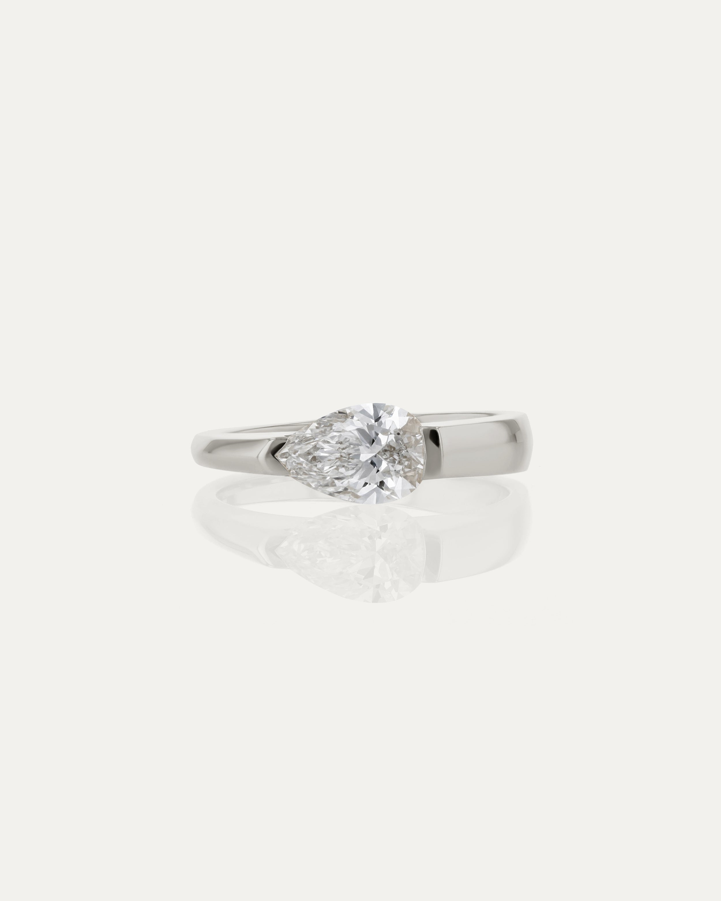 1.0 CT Pear CVD Diamond Unique Style Engagement Ring