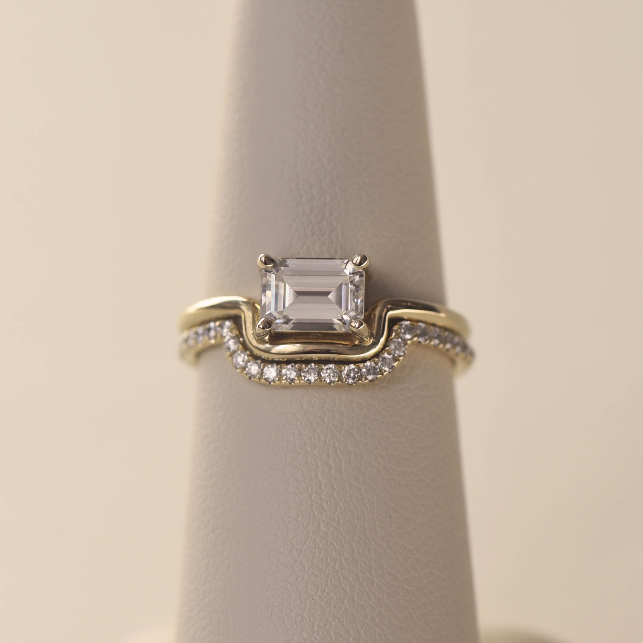 0.3 TCW Round Cut Square Curved Half Eternity Lab Grown Wedding Band