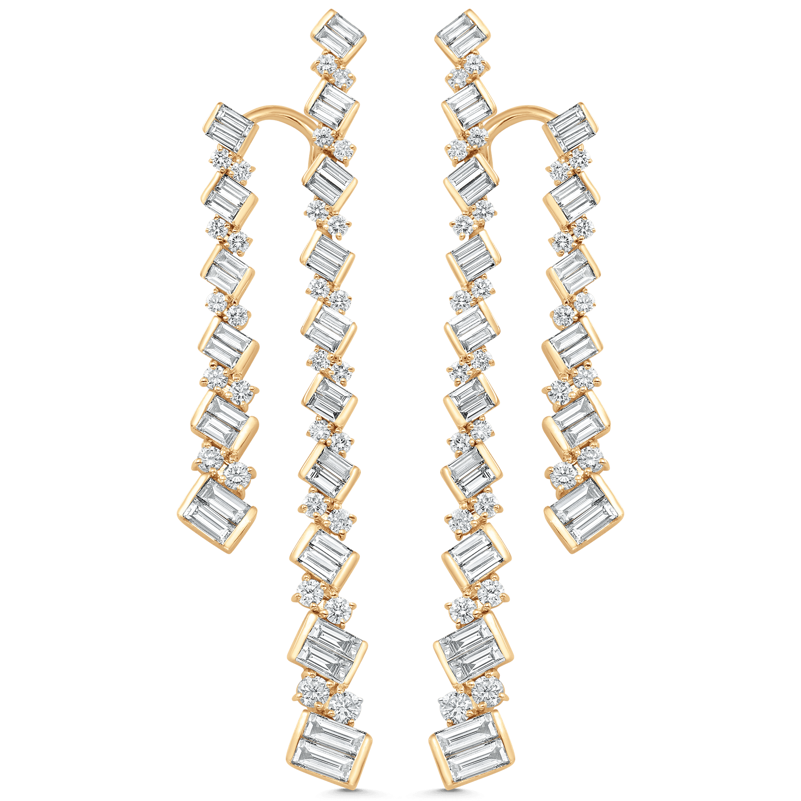 4.63 TCW Round & Baguette Moissanite Diamond Long Drop Earrings - Camila Brown