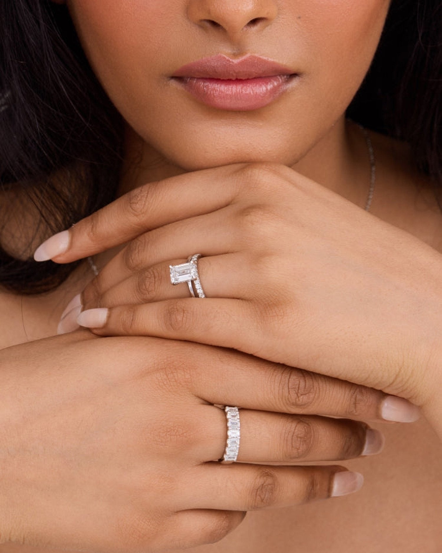 1.0–3.0 CT emerald cut lab grown diamond solitaire engagement ring in gold, showcasing a sleek, step-cut center stone