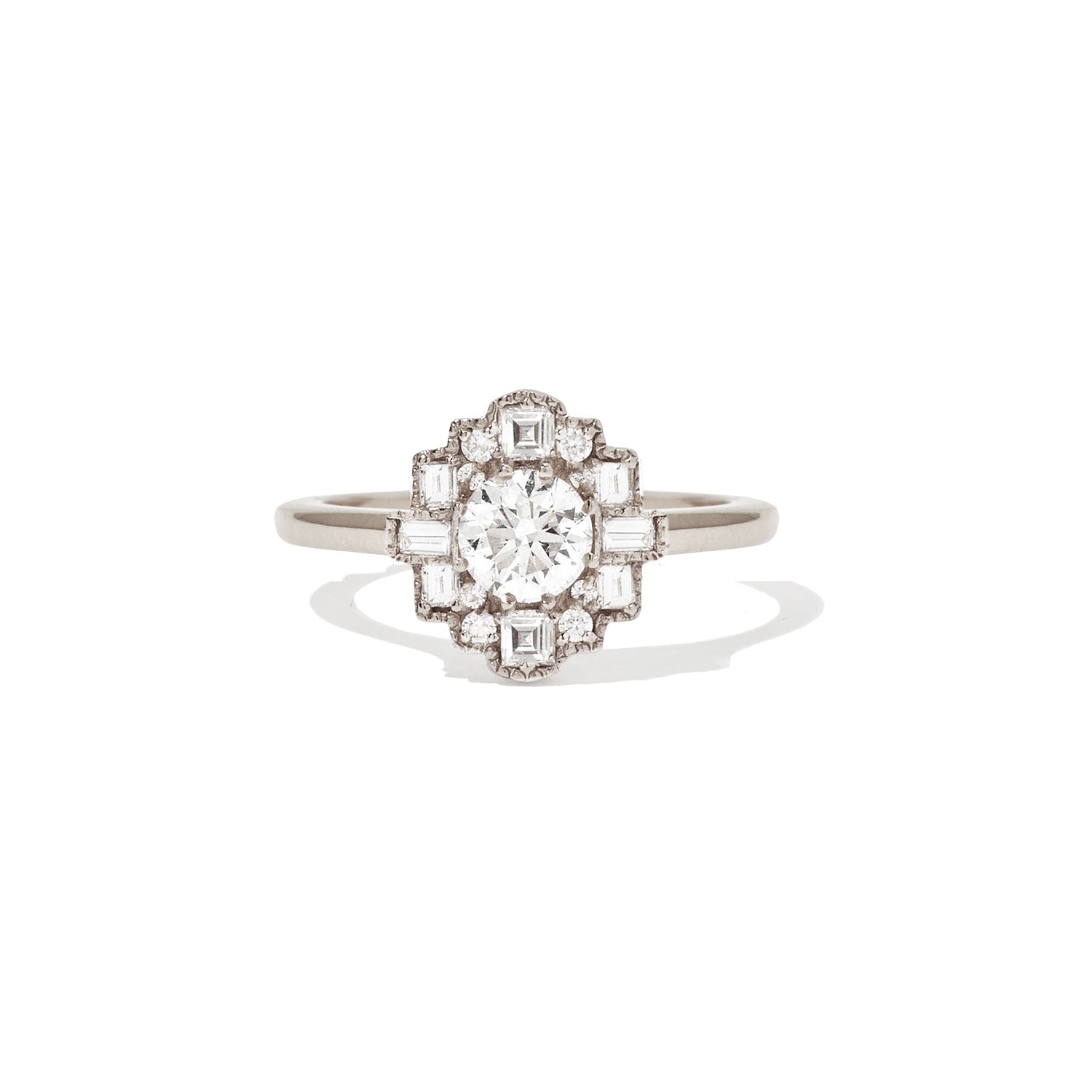 0.50 CT Round Shape Lab Grown Halo Setting Engagement Ring
