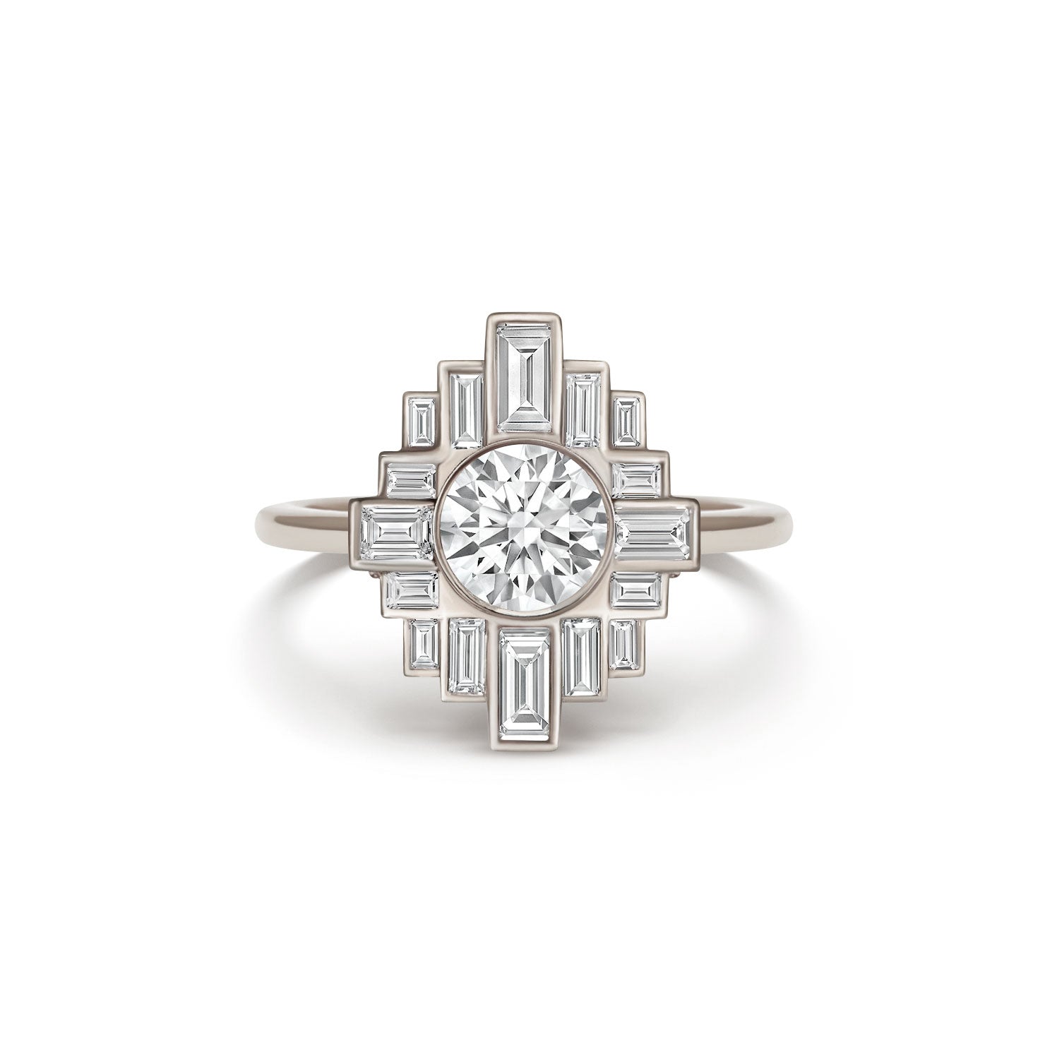 0.85 CT Round Shape Lab Grown Art Deco Setting Engagement Ring