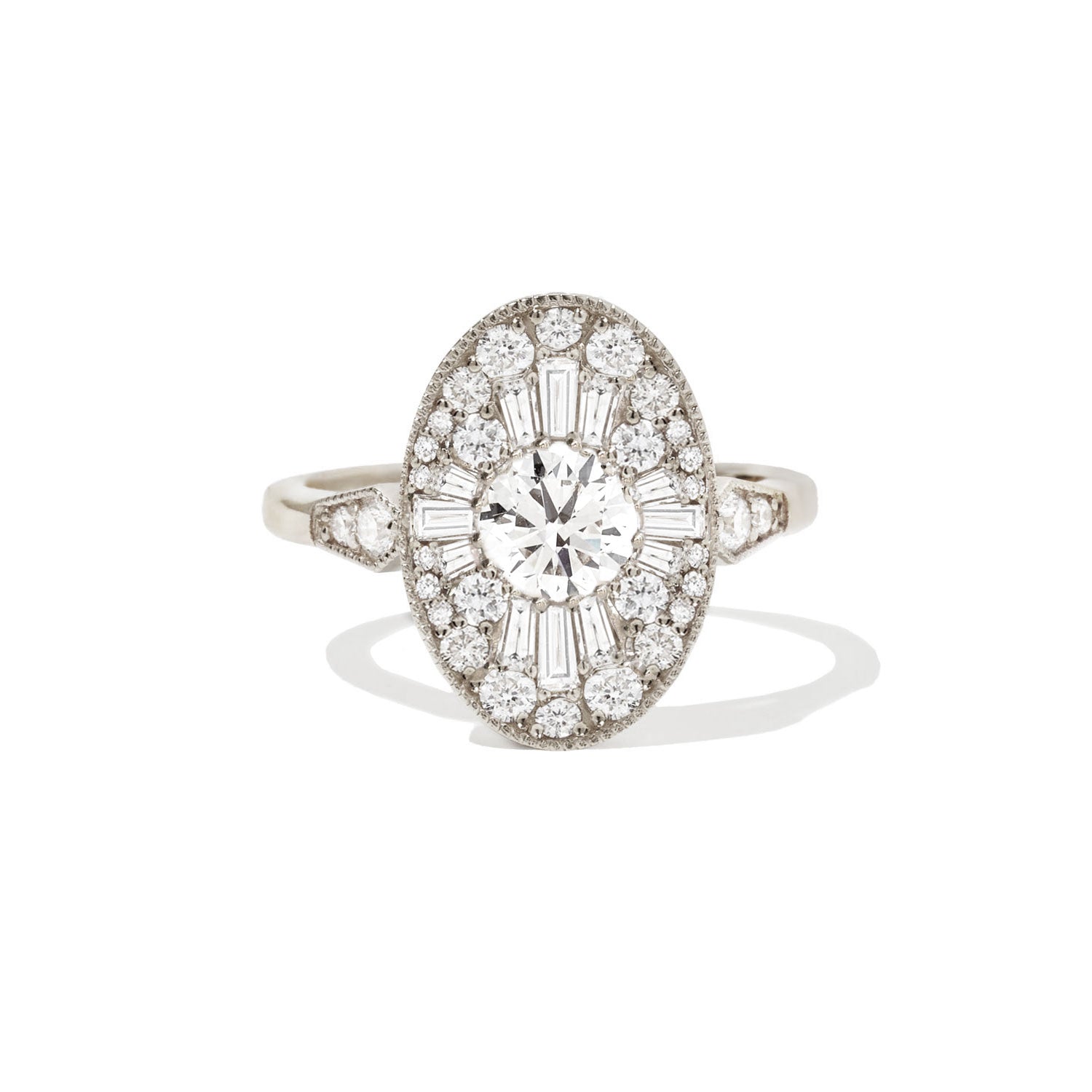 1.0 CT Round Shape Ballerina Lab Grown Engagement Ring