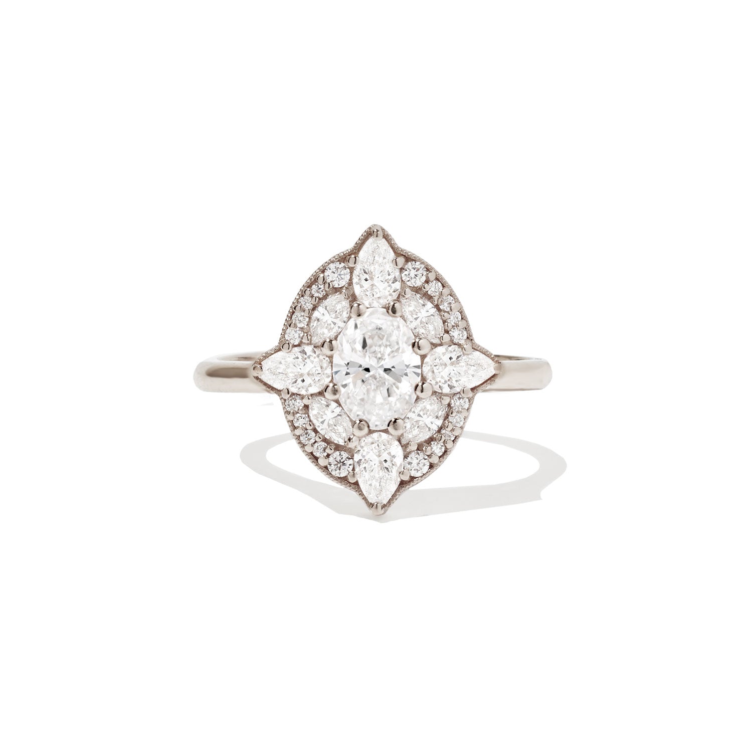 0.75 CT Oval Shape Floral Lab Grown Engagement Ring