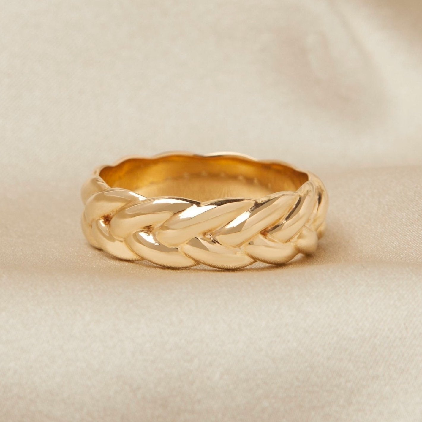 Twisted Stackable Plain Wide Wedding Band
