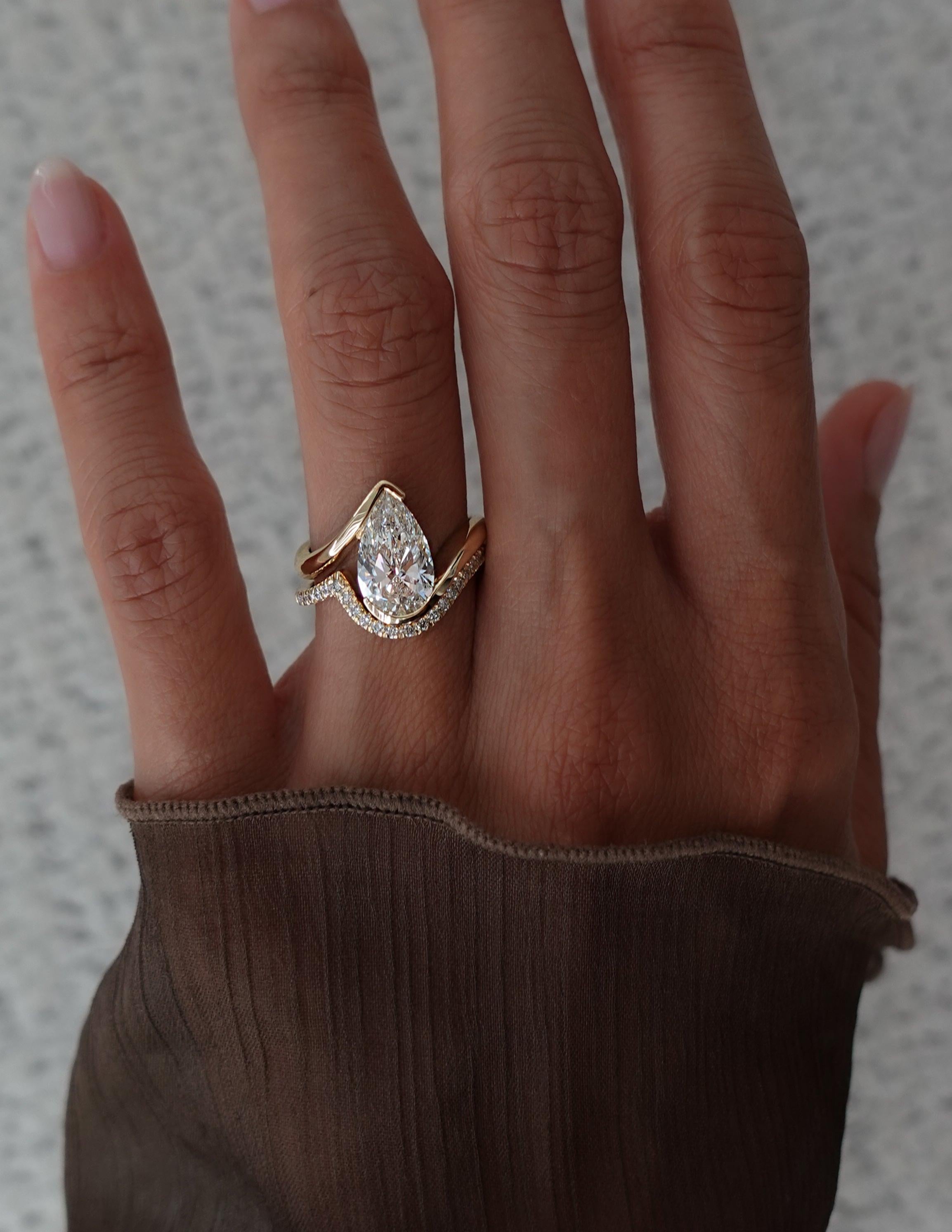 1.0 - 2.5 CT Pear Shaped Lab Grown Diamond Bypass Style Engagement Ring