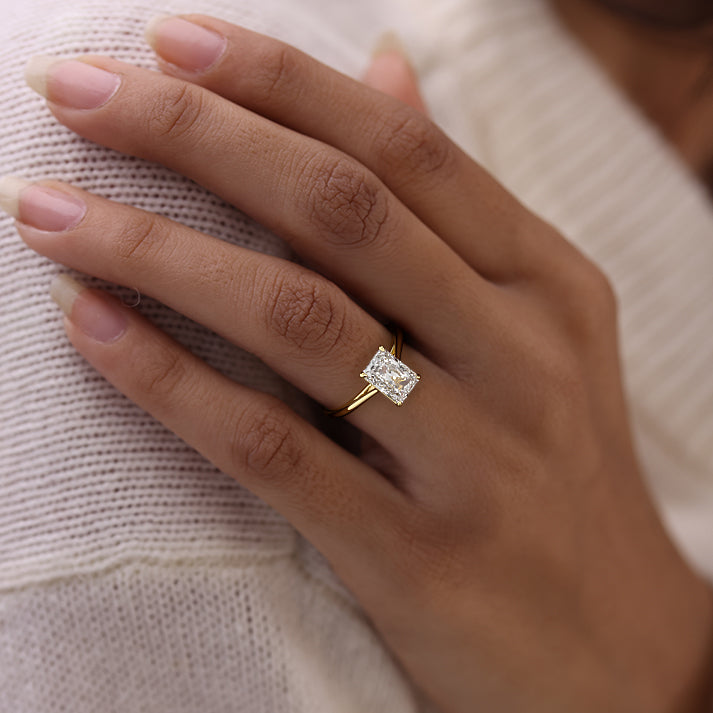 3.0 Carats Lab Grown Diamond Radiant Shape E-VS1 Solitaire Engagement Ring - Camila Brown