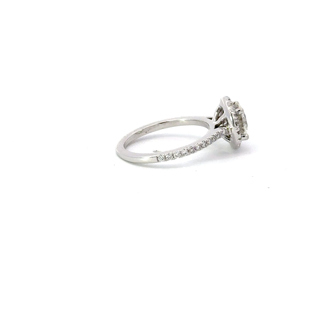 1.0 CT Round F/SI1 CVD Diamond Halo Pave Setting Engagement Ring - Camila Brown