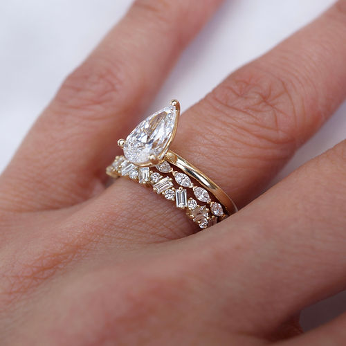 0.32 TCW Marquise CVD Diamond Half Eternity Wedding Band - Camila Brown