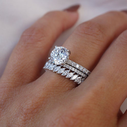 0.65 TCW Marquise CVD Diamond Half Eternity Wedding Band - Camila Brown
