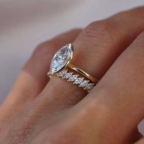 0.65 TCW Marquise CVD Diamond Half Eternity Wedding Band - Camila Brown