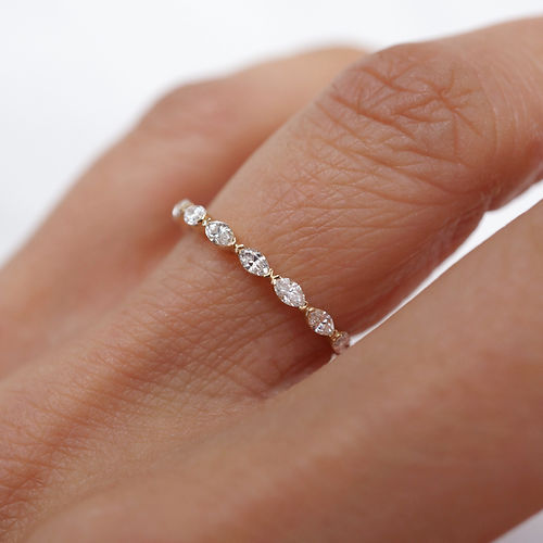 0.32 TCW Marquise CVD Diamond Half Eternity Wedding Band - Camila Brown
