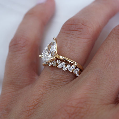 0.81 TCW Round & Marquise CVD Diamond Cluster Wedding Band - Camila Brown