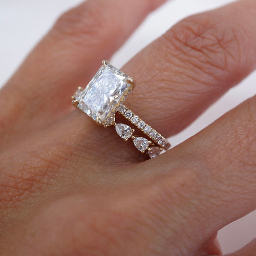 0.57 TCW Pear CVD Diamond Half Eternity Wedding Band - Camila Brown