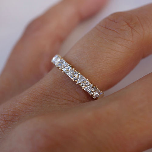 0.88 TCW Round & Trillion CVD Diamond Multi Stone Wedding Band - Camila Brown