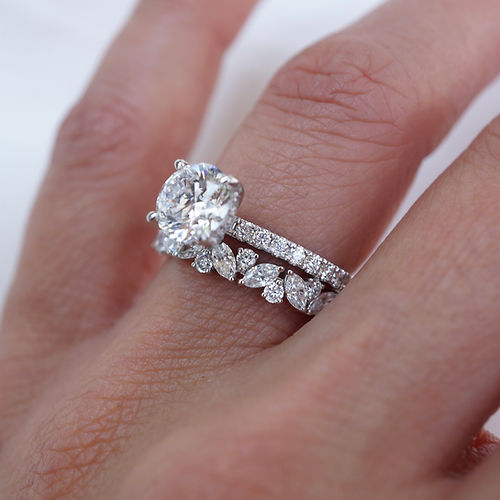 0.81 TCW Round & Marquise CVD Diamond Cluster Wedding Band - Camila Brown