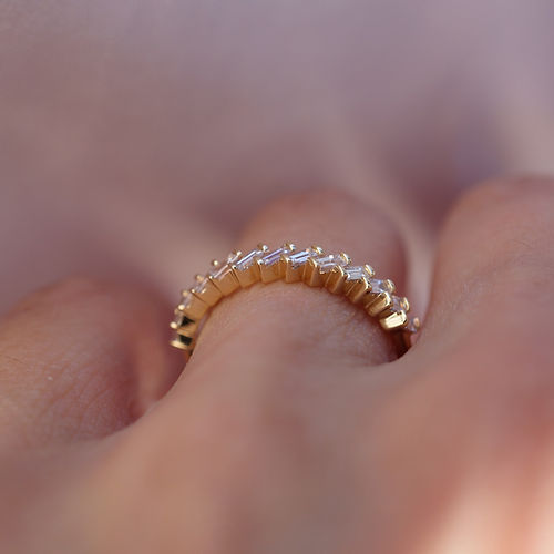 0.25 TCW Baguette CVD Diamond Half Eternity Wedding Band - Camila Brown