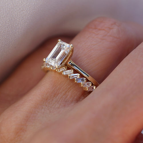 0.25 TCW Baguette CVD Diamond Half Eternity Wedding Band - Camila Brown