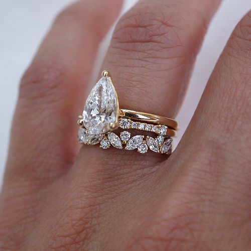 0.81 TCW Round & Marquise CVD Diamond Cluster Wedding Band - Camila Brown