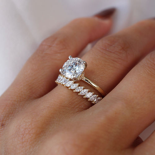 0.65 TCW Marquise CVD Diamond Half Eternity Wedding Band - Camila Brown
