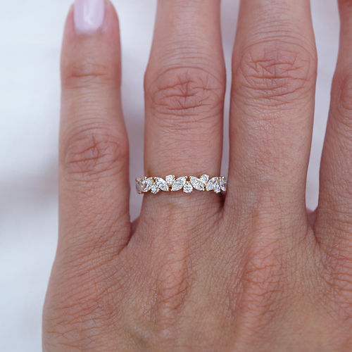 0.81 TCW Round & Marquise CVD Diamond Cluster Wedding Band - Camila Brown