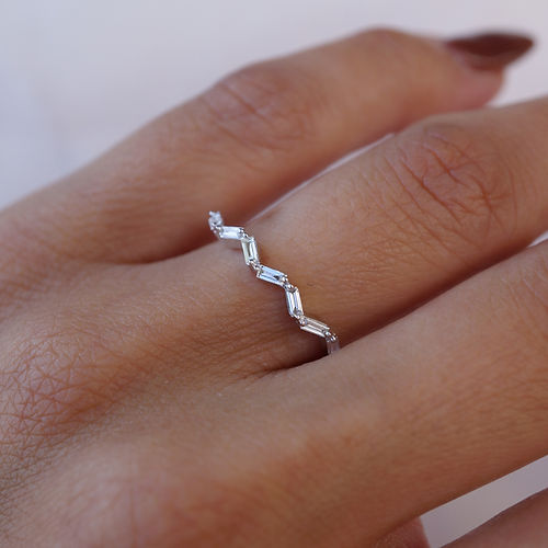 0.18 TCW Baguette CVD Diamond Zig - Zag Wedding Band - Camila Brown