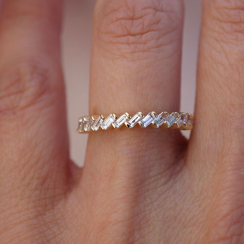 0.25 TCW Baguette CVD Diamond Half Eternity Wedding Band - Camila Brown