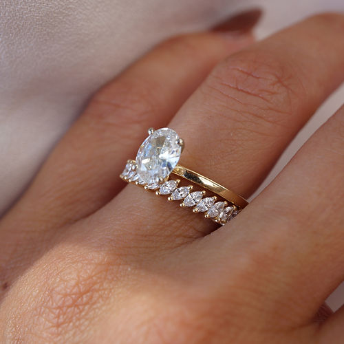 0.65 TCW Marquise CVD Diamond Half Eternity Wedding Band - Camila Brown