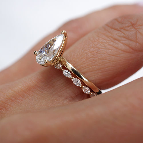 0.32 TCW Marquise CVD Diamond Half Eternity Wedding Band - Camila Brown
