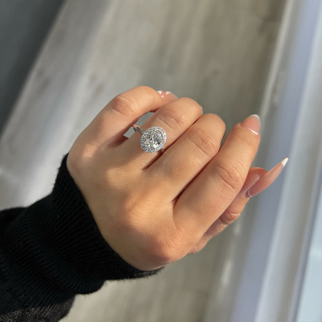 1.25 CT Oval F/VS2CVD Diamond Halo Engagement Ring - Camila Brown