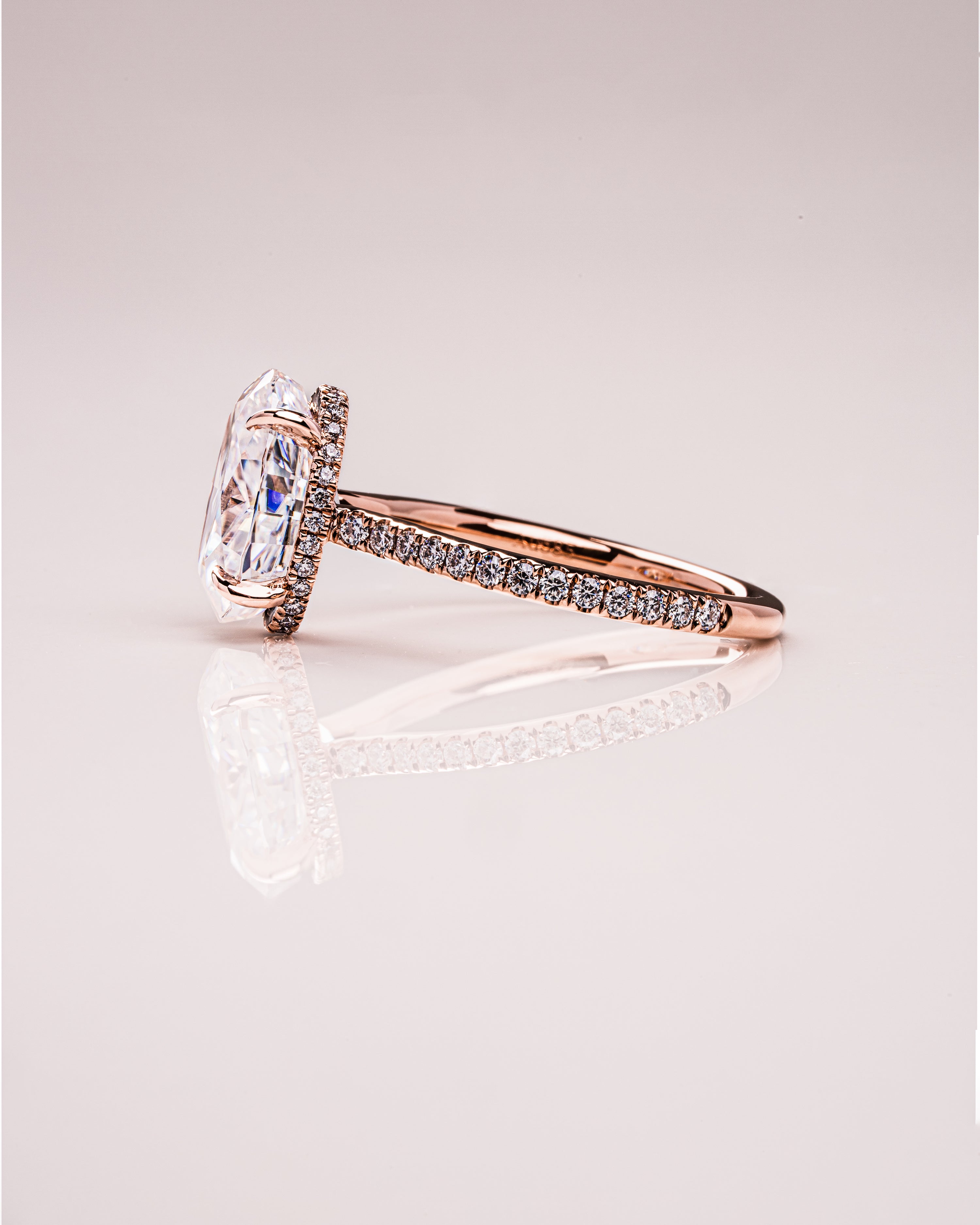 1.90 - 3.90 CT Oval F/VS1 CVD Diamond Hidden Halo Pave Setting Engagement Ring - Camila Brown