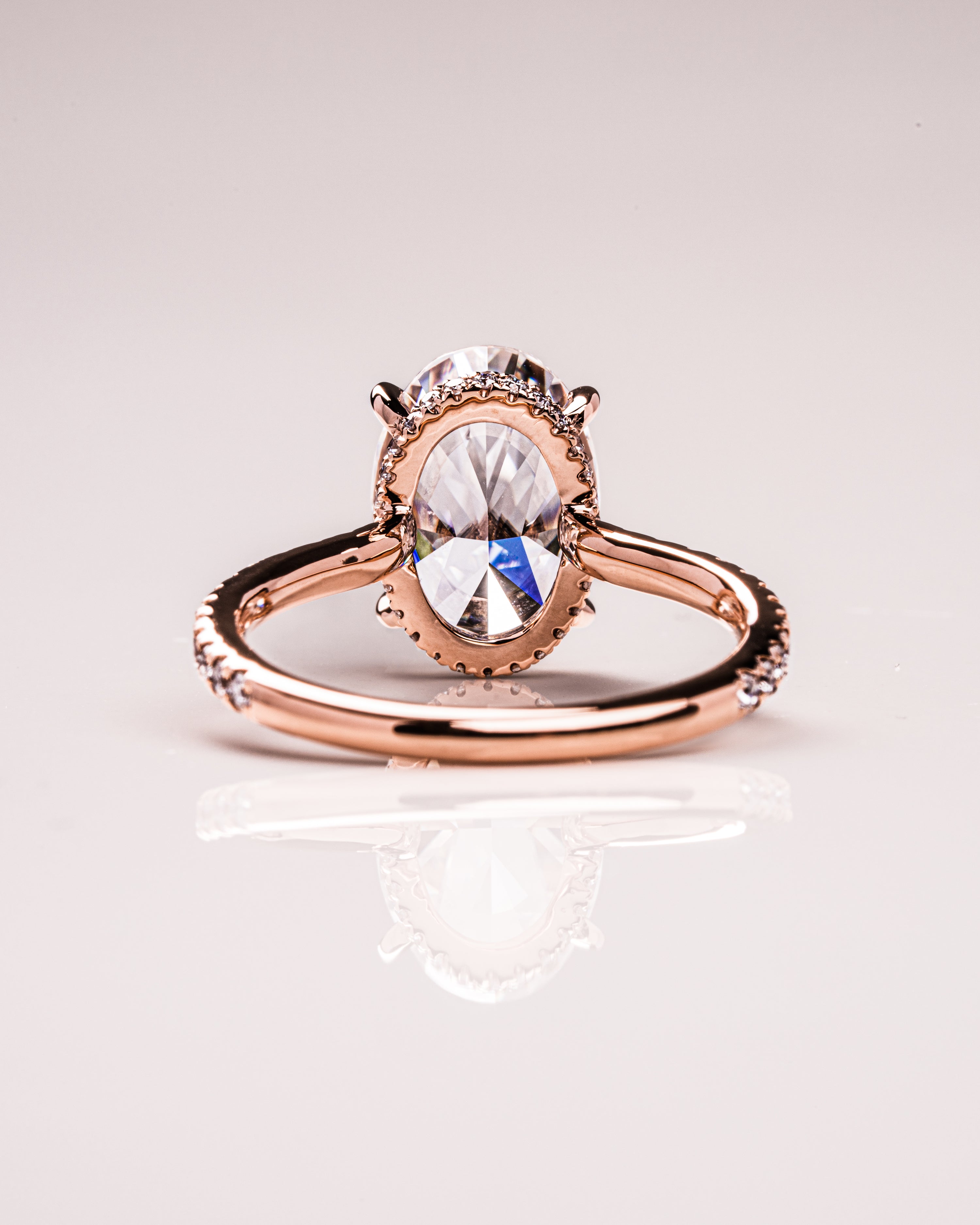 1.90 - 3.90 CT Oval F/VS1 CVD Diamond Hidden Halo Pave Setting Engagement Ring - Camila Brown