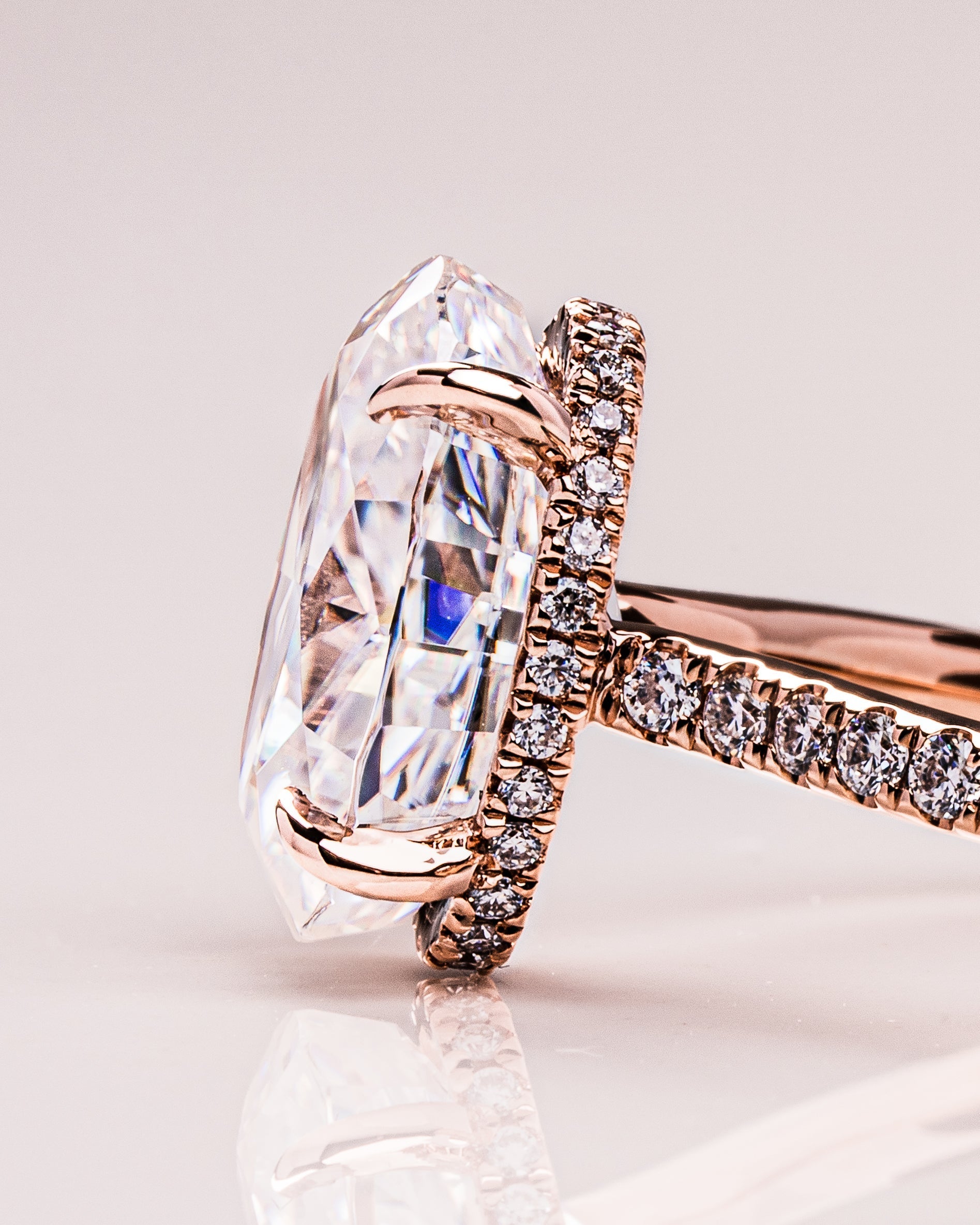 1.90 - 3.90 CT Oval F/VS1 CVD Diamond Hidden Halo Pave Setting Engagement Ring - Camila Brown