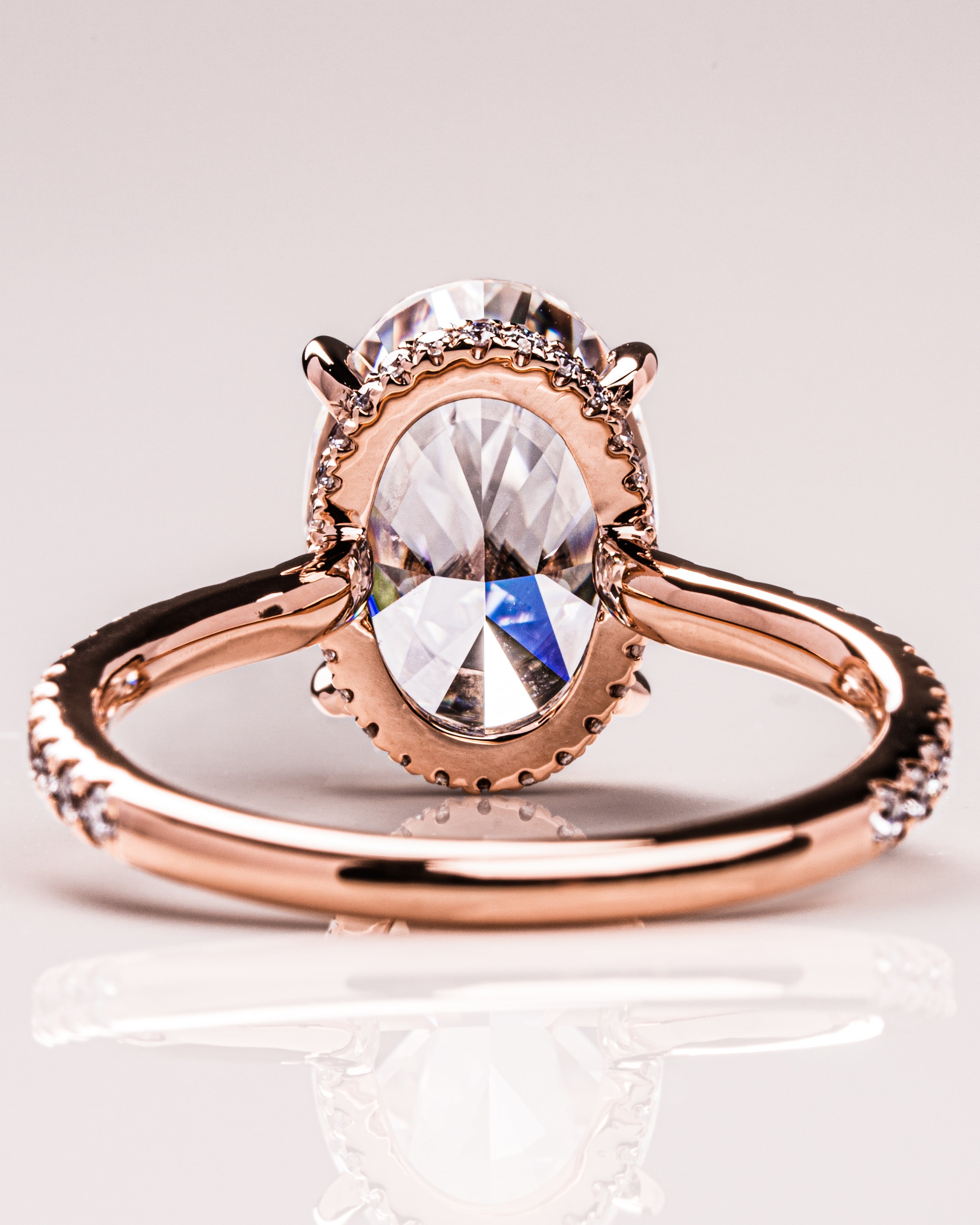 1.90 - 3.90 CT Oval F/VS1 CVD Diamond Hidden Halo Pave Setting Engagement Ring - Camila Brown