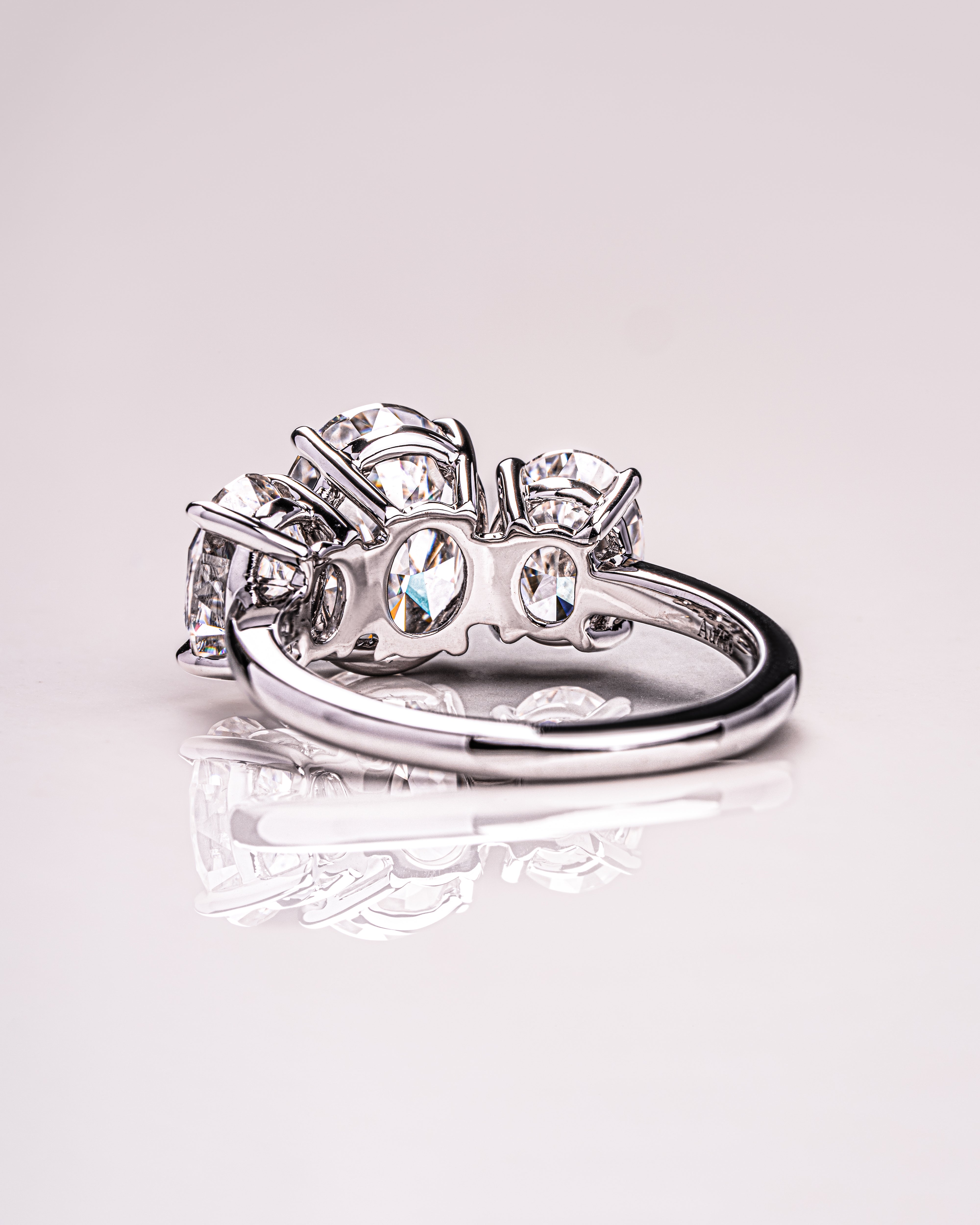 1.0-3.0 CT Oval E/VS1 CVD Diamond Three Stone Engagement Ring - Camila Brown