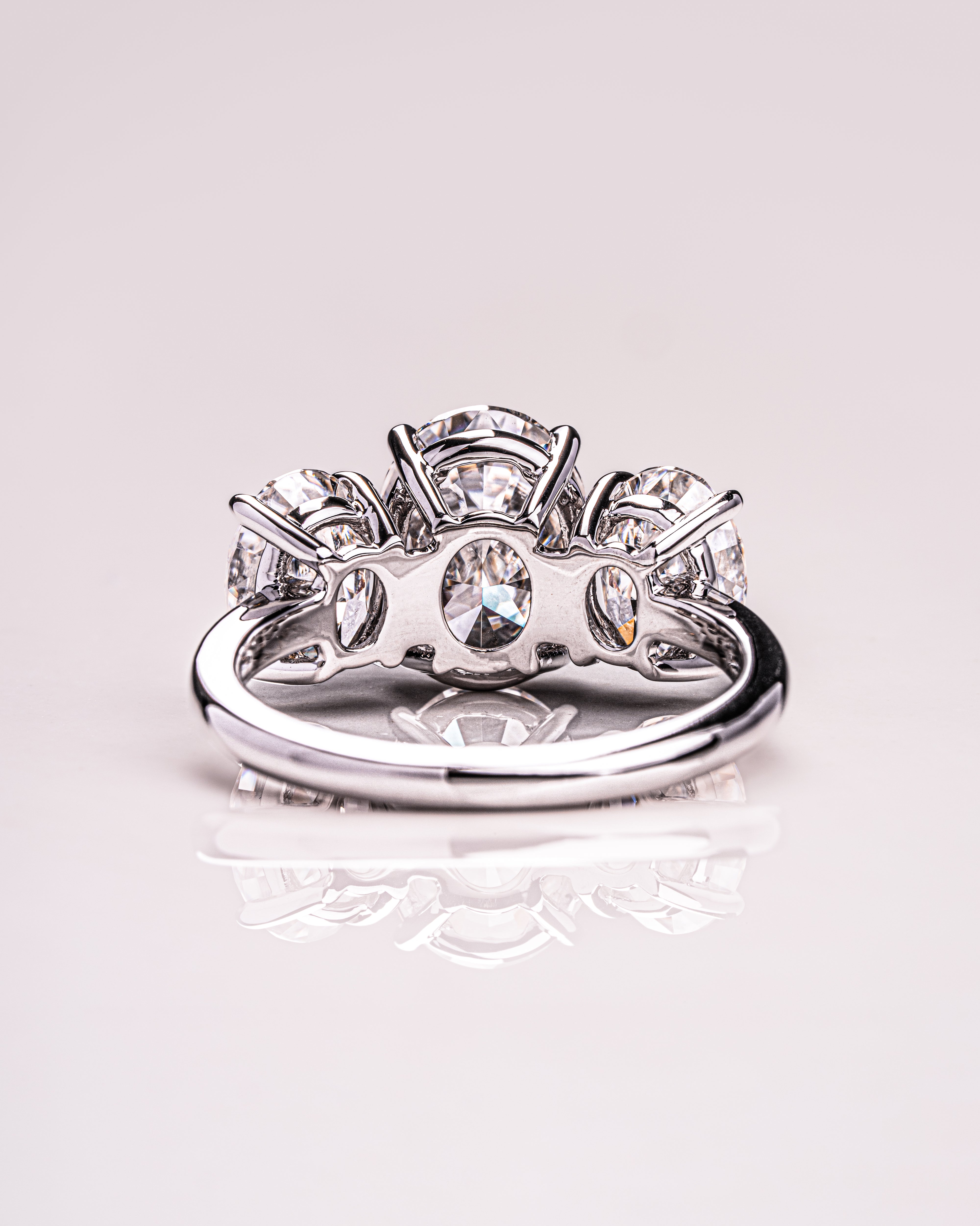 1.0-3.0 CT Oval E/VS1 CVD Diamond Three Stone Engagement Ring - Camila Brown