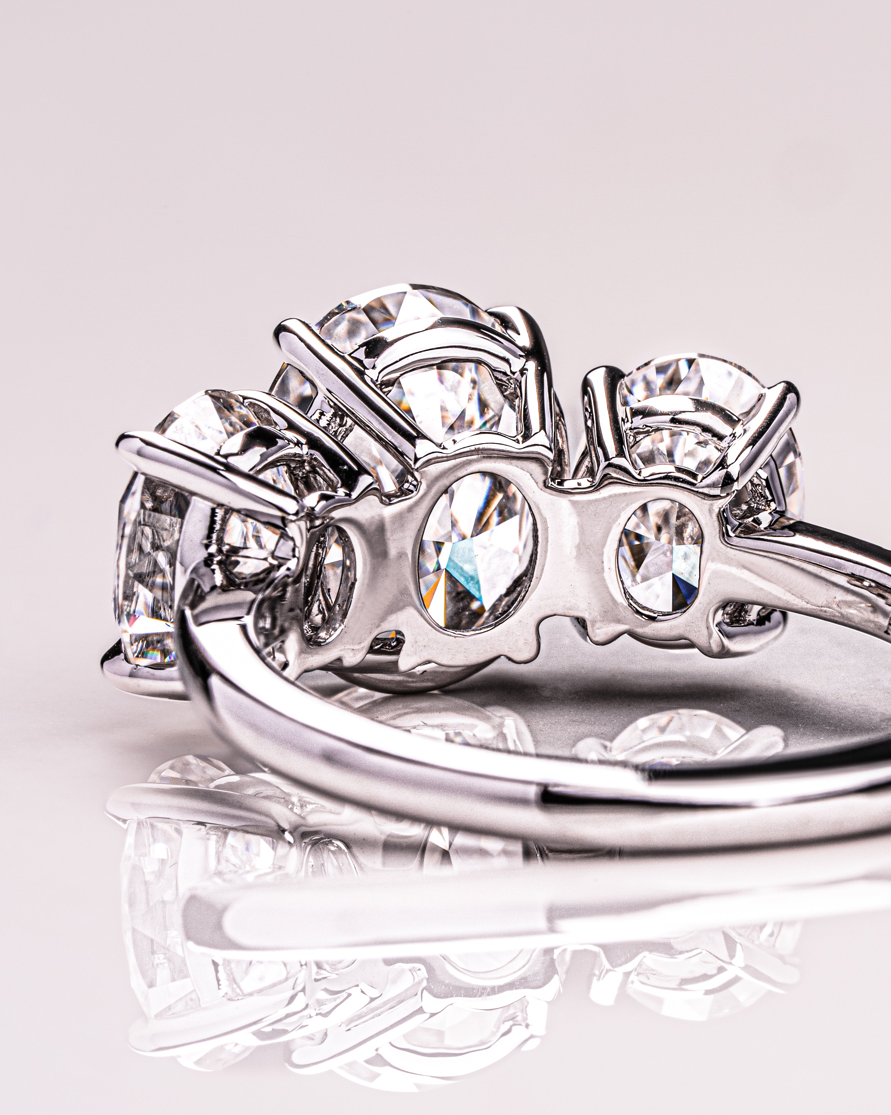 1.0-3.0 CT Oval E/VS1 CVD Diamond Three Stone Engagement Ring - Camila Brown