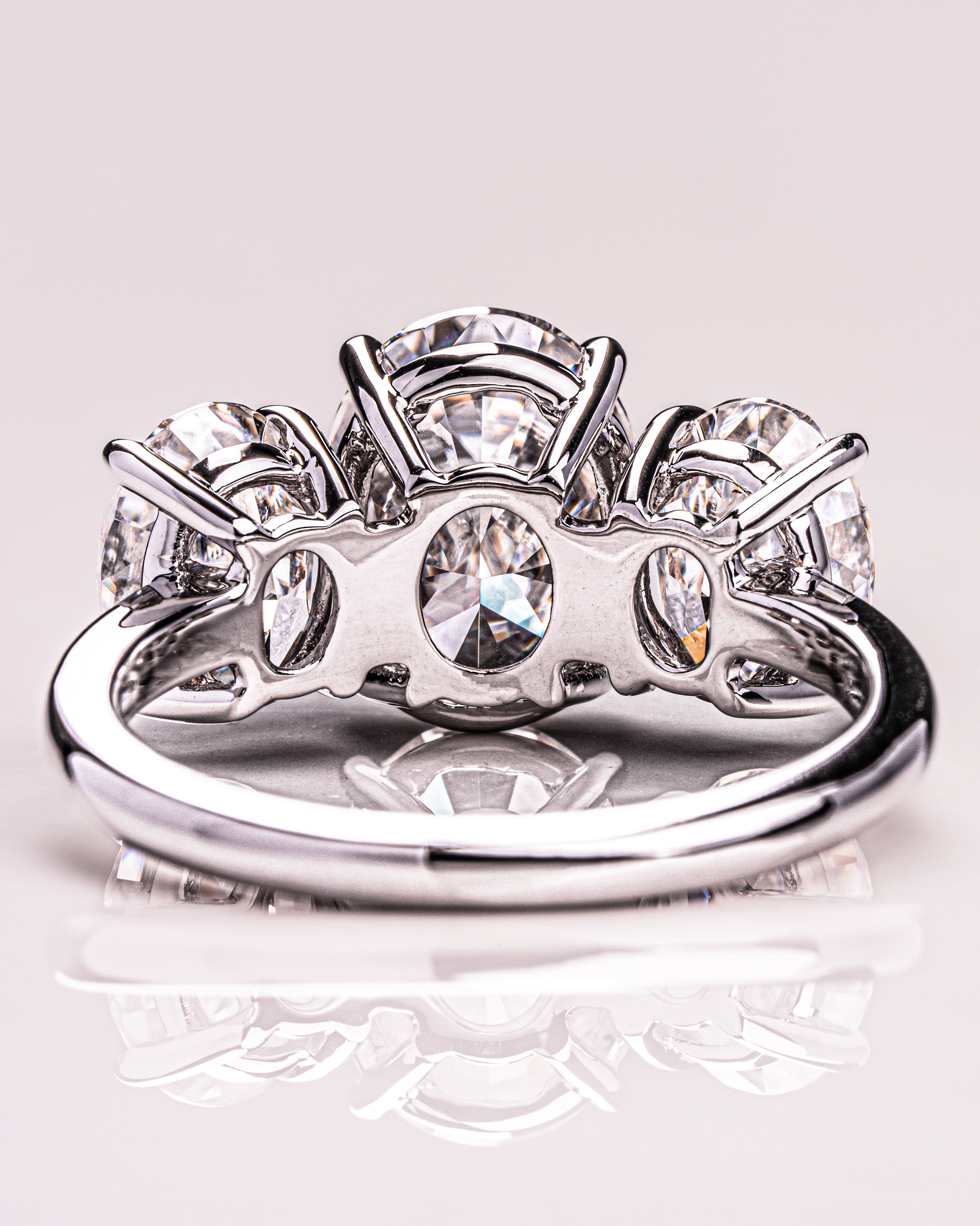 1.0-3.0 CT Oval E/VS1 CVD Diamond Three Stone Engagement Ring - Camila Brown