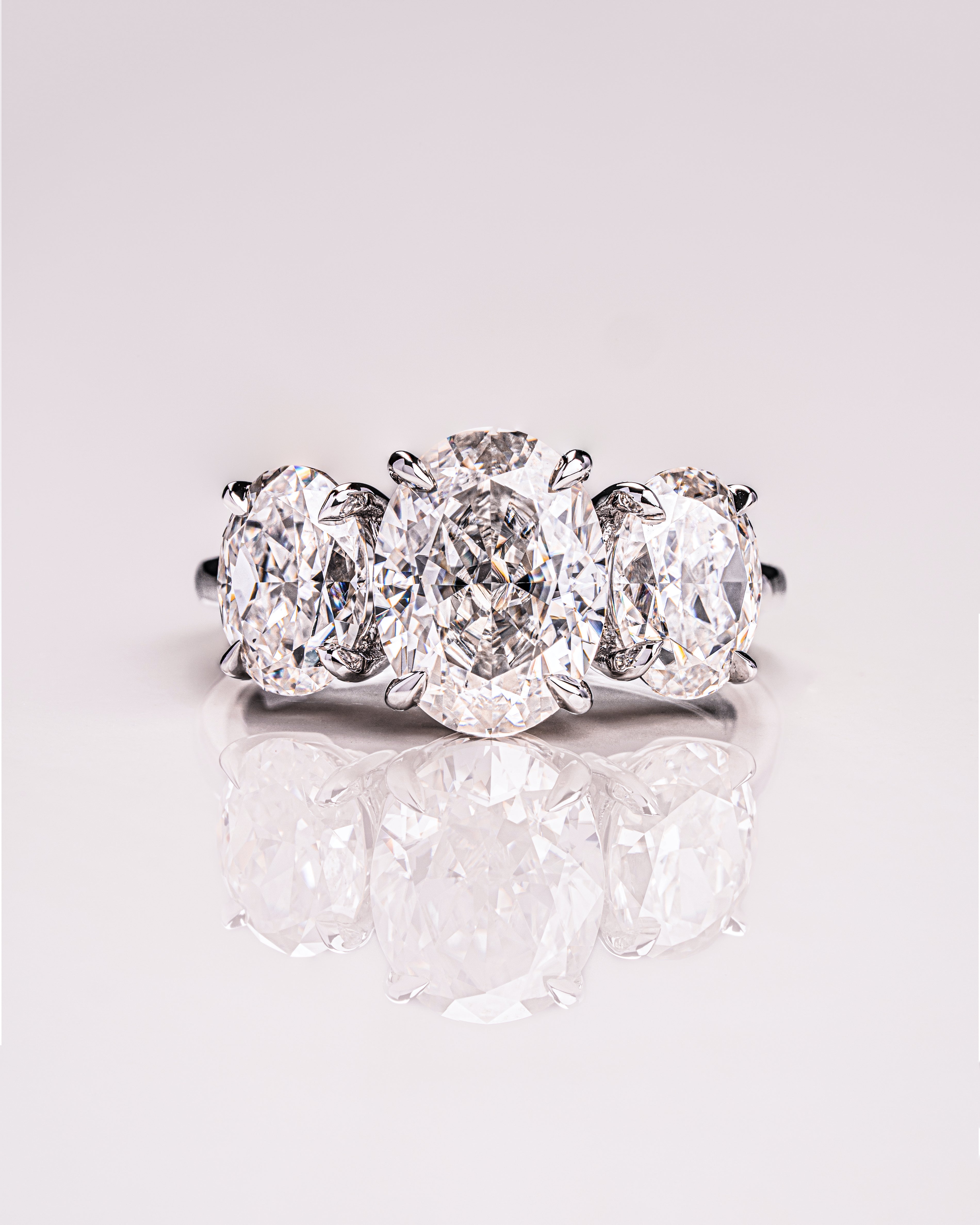 1.0-3.0 CT Oval E/VS1 CVD Diamond Three Stone Engagement Ring - Camila Brown