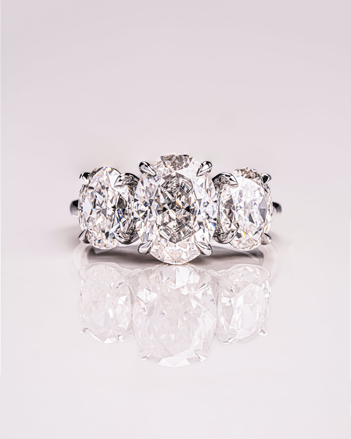 Oval Lab Diamond Three Stone Engagement Ring