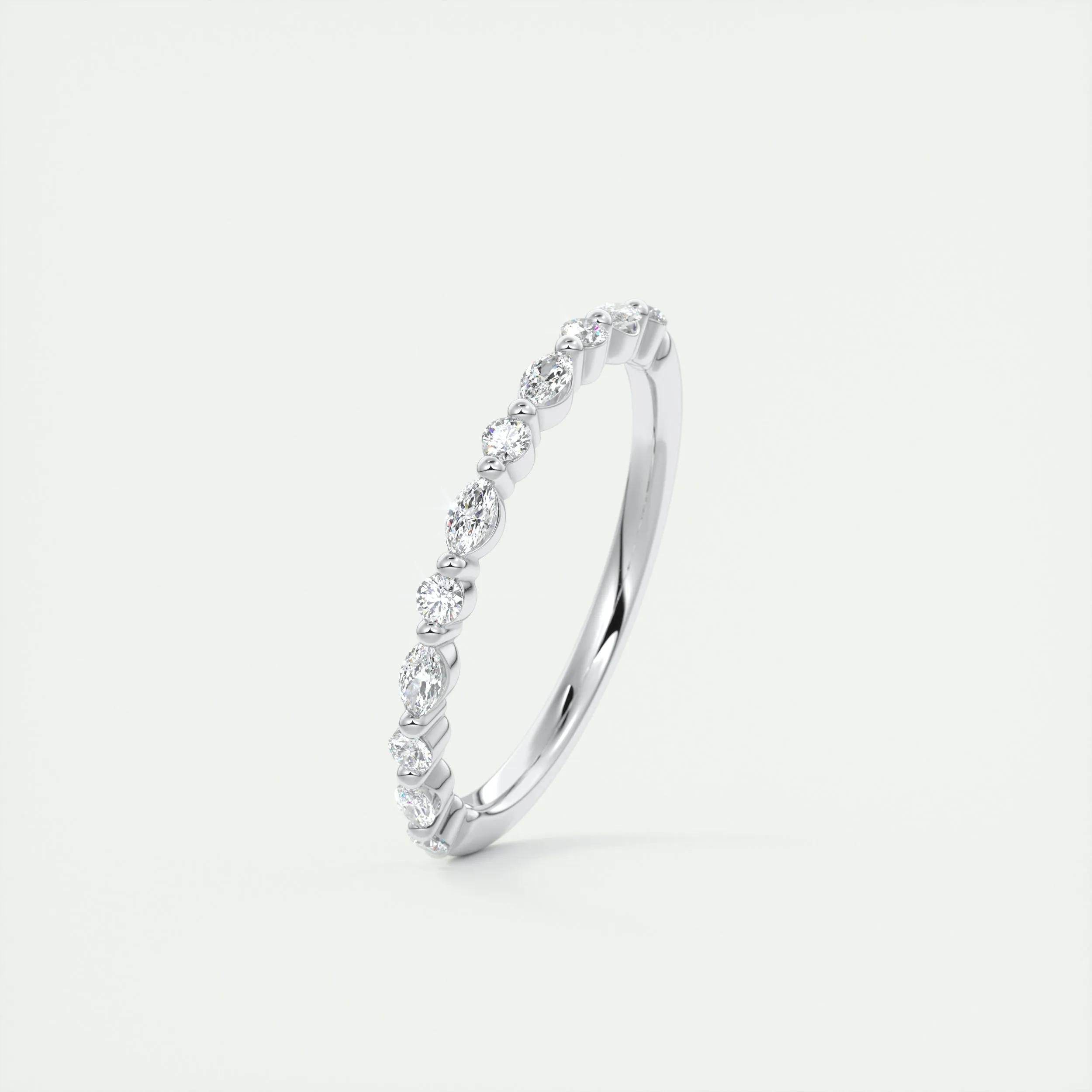 0.32 TCW Marquise & Round CVD Diamond Bubble Prongs Wedding Band - Camila Brown