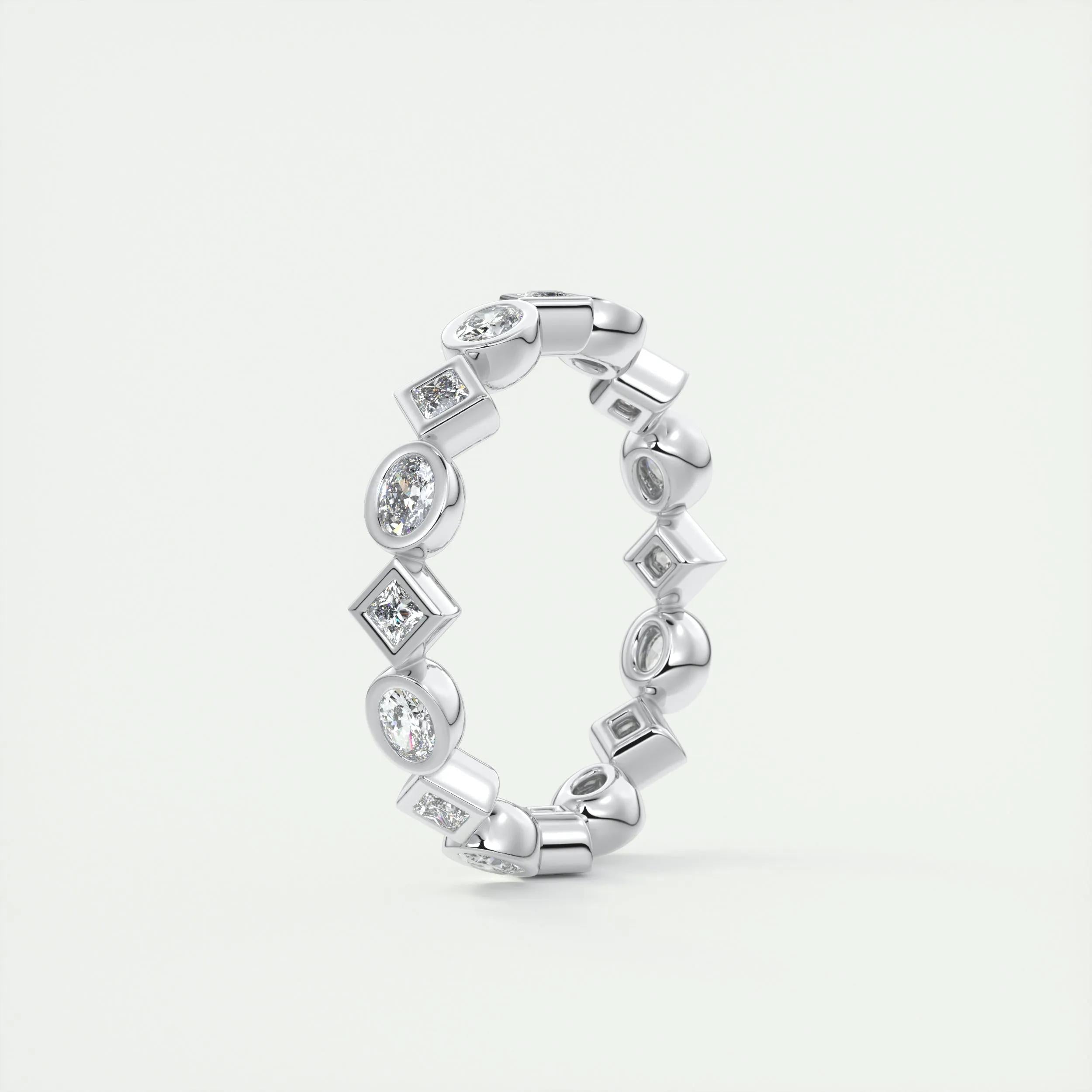 0.72 TCW Oval & Princess CVD Diamond Bezel Setting Wedding Band - Camila Brown
