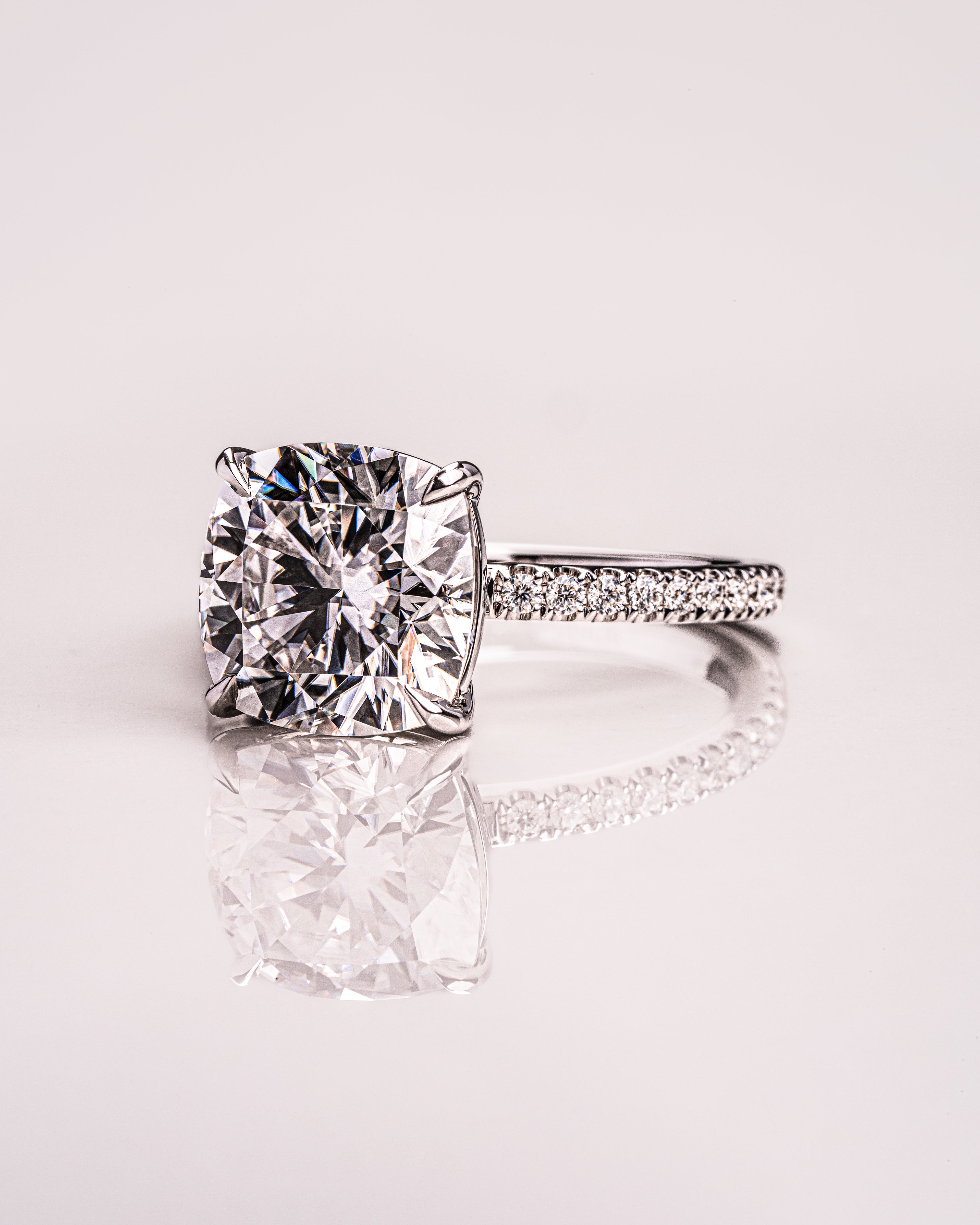 2.18-4.18 CT Cushion G/VS2 CVD Diamond Pave Setting Engagement Ring - Camila Brown